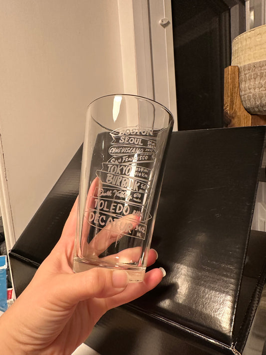 Etched Pint Glass